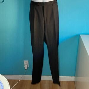 Canali Mens 36 X 32  100% Virgin Wool Dress Pants Work Trousers Charcoal Stripe